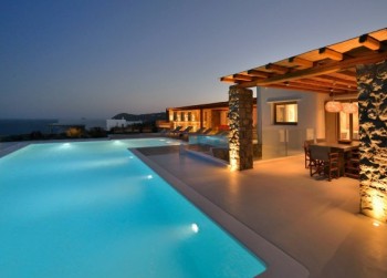 Villa Galatia Pool & Pergola by night